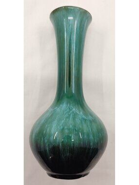 Blue Mountain Pottery BMP Green Black Drip Glaze Tall Bottle Vase Canada